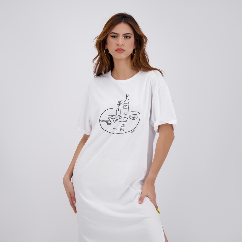 Robe maxi femme manches courtes avec fentes FTOUR EL SBE7 Kontakt